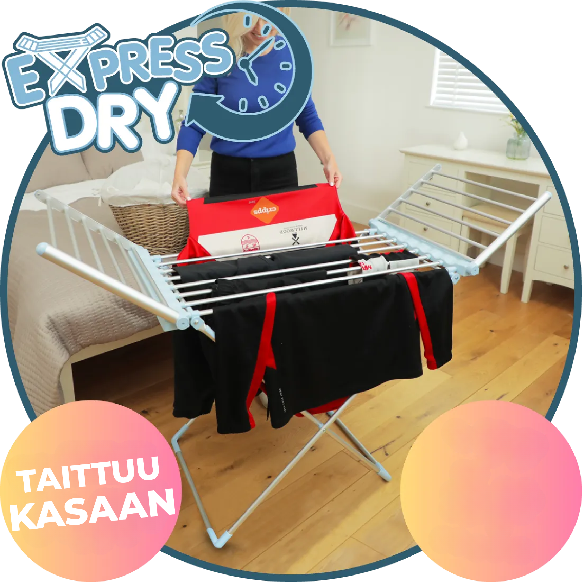 Express Dry Lämmitettävä Kuivausteline