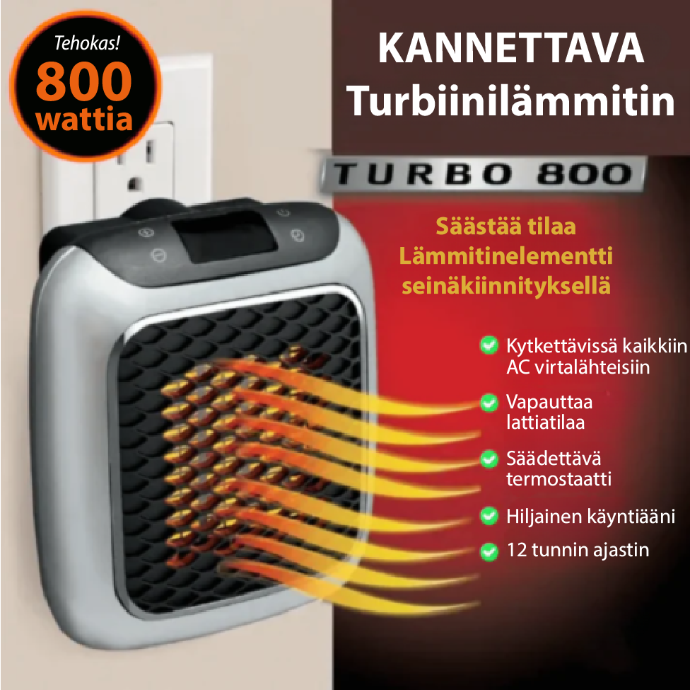 HeatPod Seinään kiinnitettävä siirrettävä lämmitin